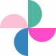 Pinwheel icon with light pink, green, bright pink, and blue wings.